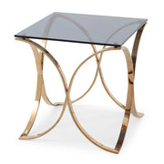 Reklaw Modern Smoked Glass & Rosegold End Table