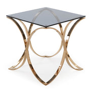 Reklaw Modern Smoked Glass & Rosegold End Table — view 2