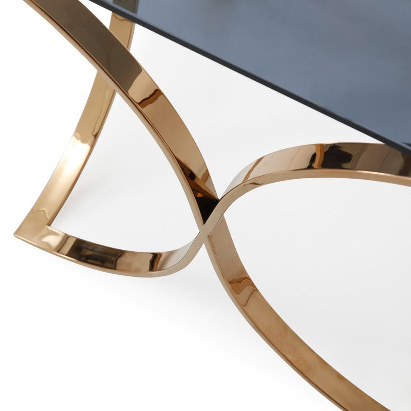 Reklaw Modern Smoked Glass & Rosegold End Table — view 5