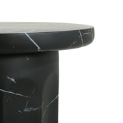 Outdoor Lightweight Concrete BMarble Effect Side Table, Living Room End Table - Black / Marble - R&R Furniture Gallery (Fountain Valley, CA)