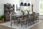 Lodge Dining - Upholstered “X” Back Counter Chair (Set of 2) - Siltstone - R&R Furniture Gallery (Fountain Valley, CA)