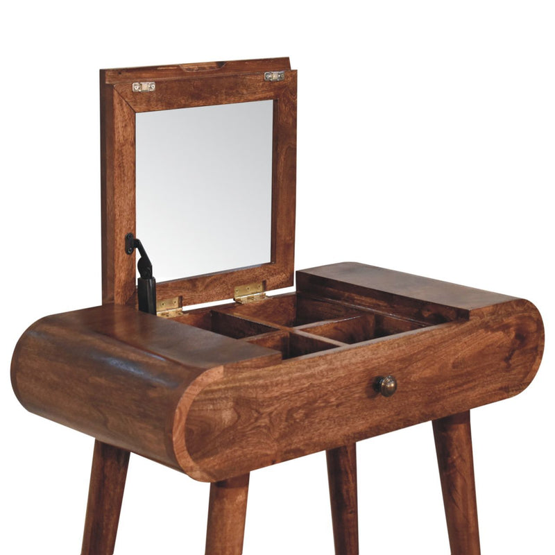 Mini Dressing Table With Foldable Mirror - Caramel - R&R Furniture Gallery (Fountain Valley, CA)