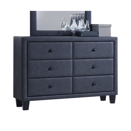 Saveria - Dresser - Two Tone Gray Synthetic Leather - R&R Furniture Gallery (Fountain Valley, CA)