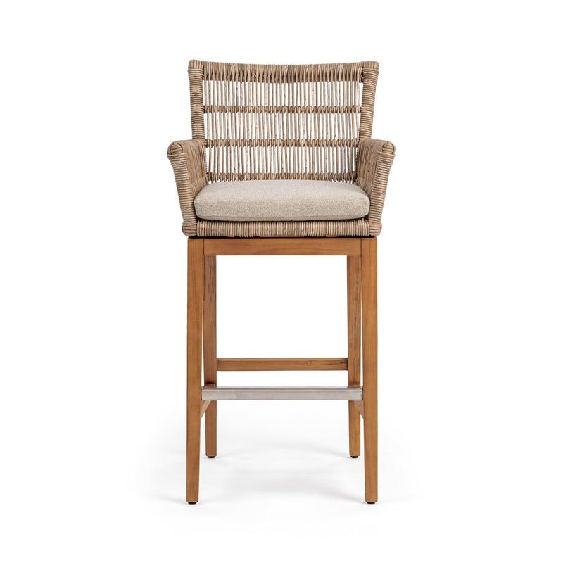 Classic Home Valerie counter height stool with wooden seat and metal frame, ideal for kitchen or bar area.