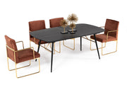Billy Modern Black Oak & Gold Extendable Dining Table — view 2