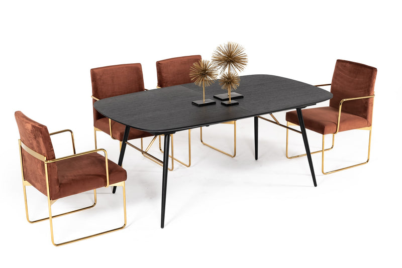 Billy Modern Black Oak & Gold Extendable Dining Table — view 2