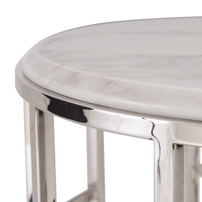 Silvan Modern Marble & Stainless Steel End Table — view 3