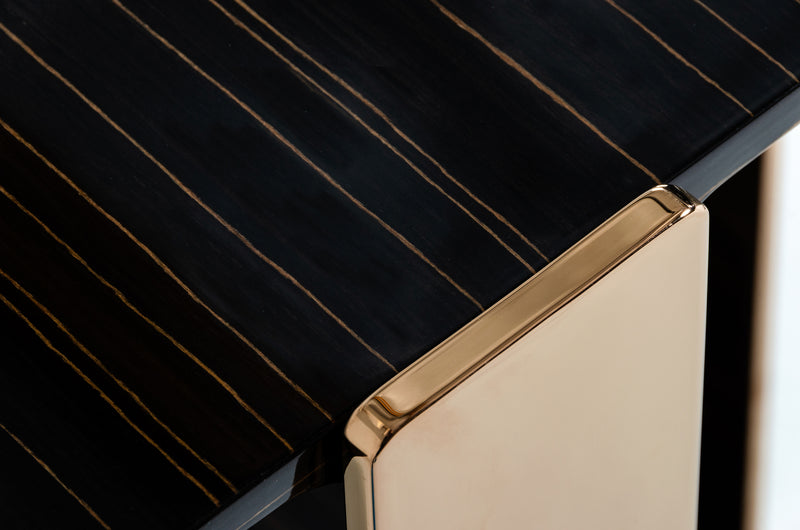 Leroy Modern Ebony & Rosegold Console Table — view 3