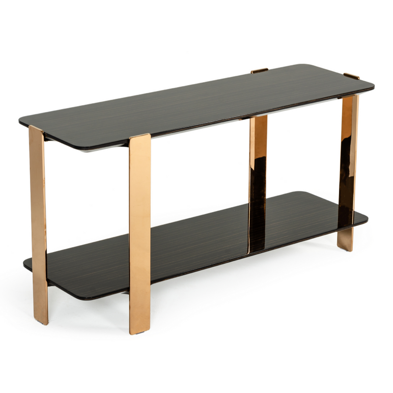 Leroy Modern Ebony & Rosegold Console Table — view 5