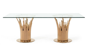 Paxton Modern Glass & Rosegold Dining Table — view 5