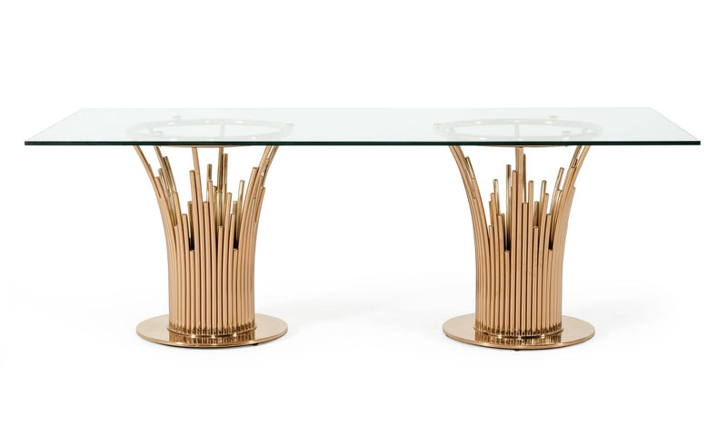 Paxton Modern Glass & Rosegold Dining Table — view 5