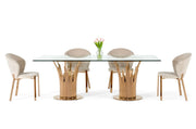 Paxton Modern Glass & Rosegold Dining Table — view 3