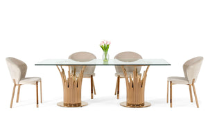 Paxton Modern Glass & Rosegold Dining Table — view 3