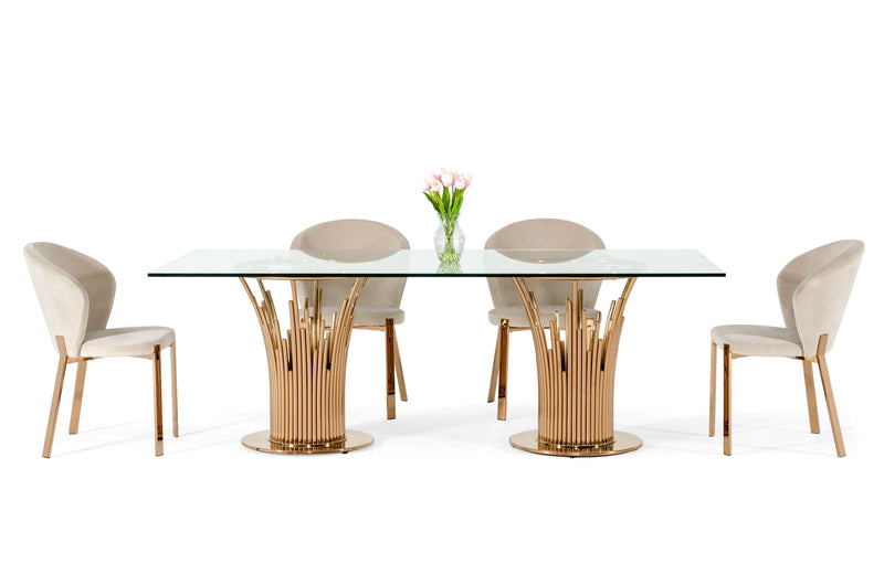 Paxton Modern Glass & Rosegold Dining Table — view 3