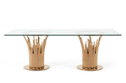 Paxton Modern Glass & Rosegold Dining Table — view 2
