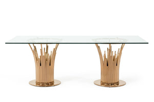 Paxton Modern Glass & Rosegold Dining Table — view 2