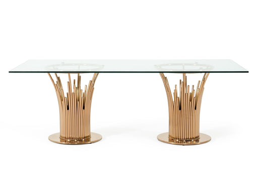 Paxton Modern Glass & Rosegold Dining Table — view 2