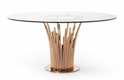 Paxton Modern Round Glass & Rosegold Dining Table — view 5