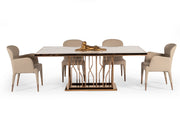 Marston Modern White Marble & Rosegold Dining Table — view 3