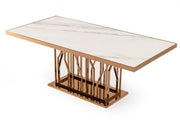 Marston Modern White Marble & Rosegold Dining Table — view 4