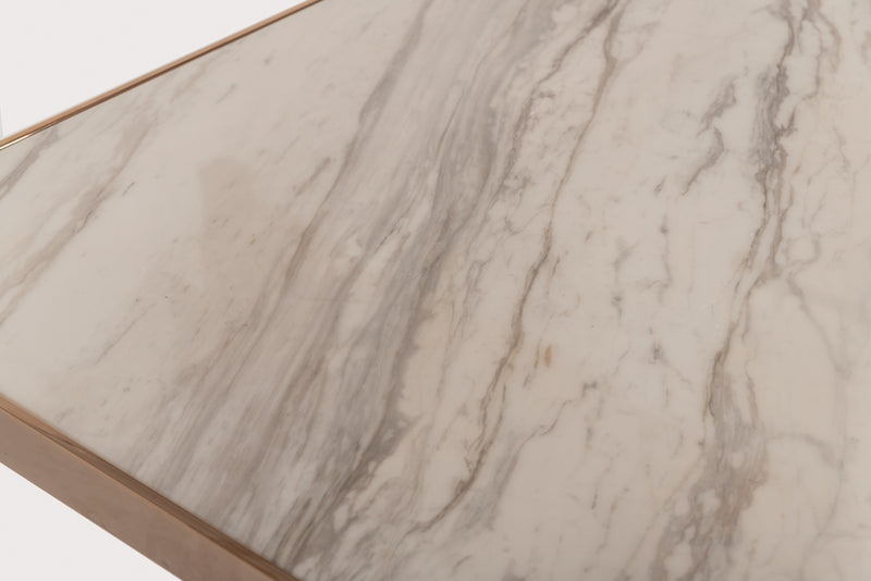 Marston Modern White Marble & Rosegold Dining Table — view 5