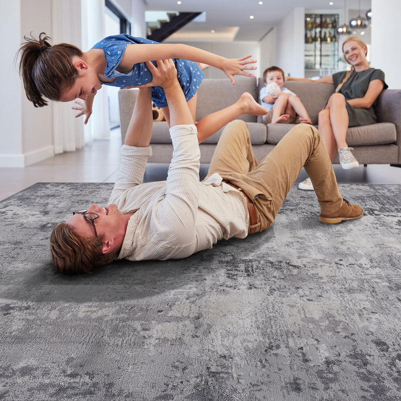 Marfi - 6' X 9' Abstract Area Rug - Light Gray - R&R Furniture Gallery (Fountain Valley, CA)