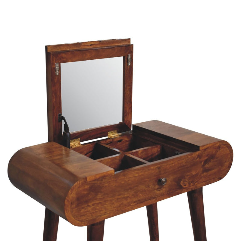 Mini Round Fold Vanity - Chestnut - R&R Furniture Gallery (Fountain Valley, CA)