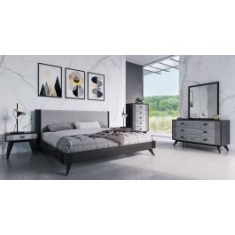 Eastern King Panther Contemporary Grey & Black Bedroom Set