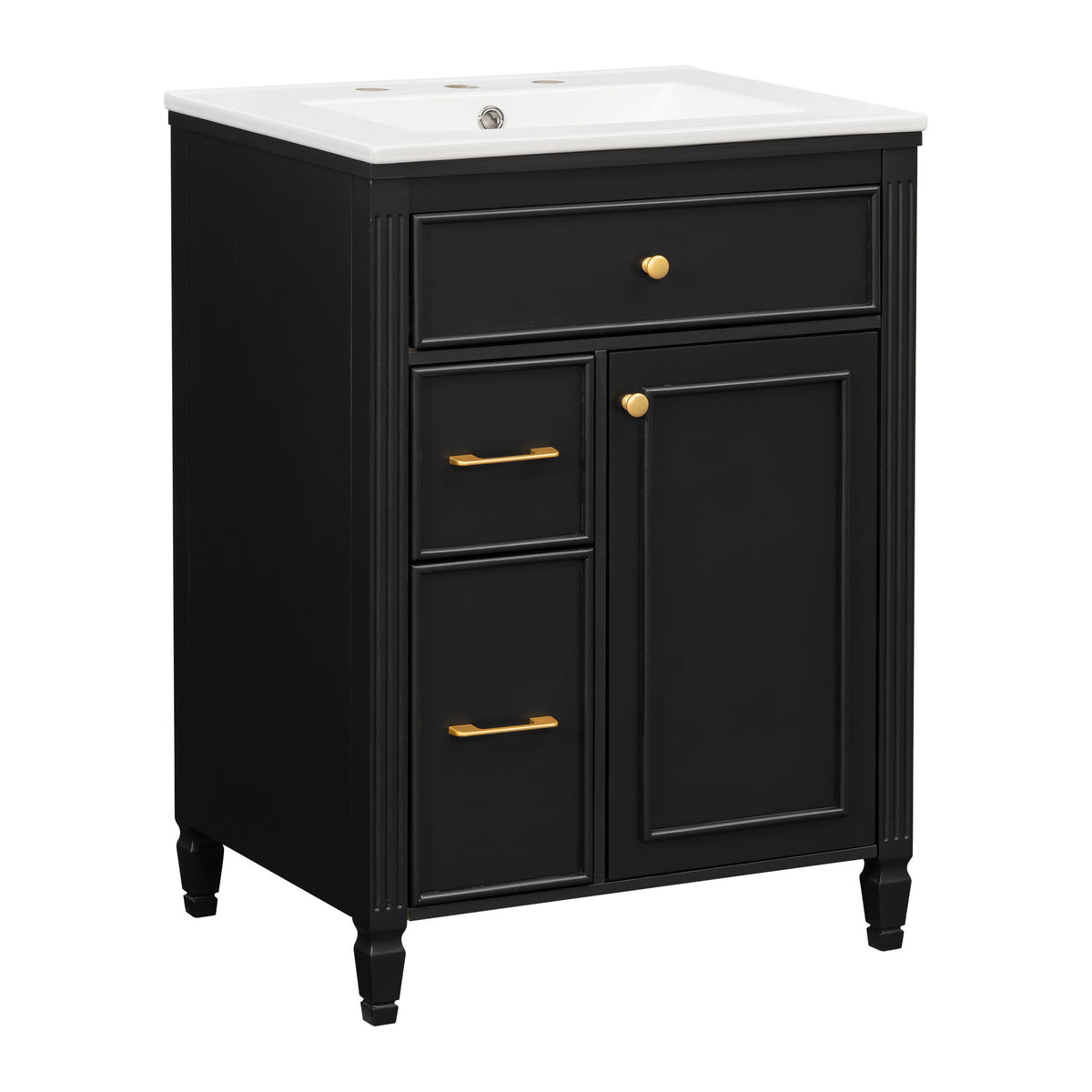 Freestanding Bathroom Vanity With Sink, Soft Close Door, Tip Out Drawer