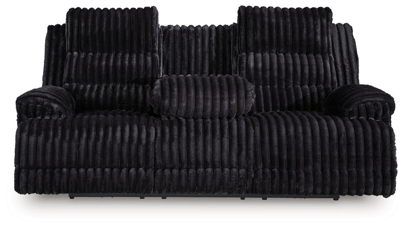 Rhine Falls - Reclining Power Sofa With Drop Down Table - Onyx - R&R Furniture Gallery (Fountain Valley, CA)
