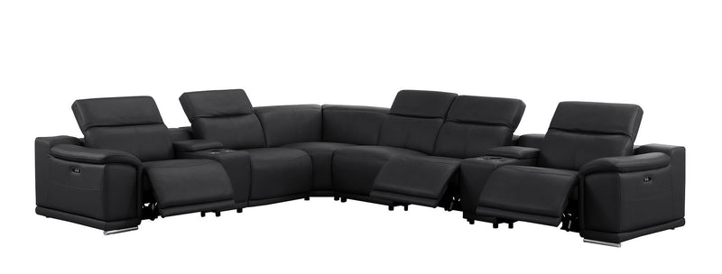 2679 - 8-Piece L-Shaped Power Reclining Sectional In Genuine Leather (3 Recliners)