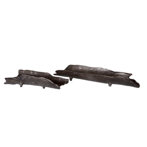 Set of 2 Nickel Uttermost Caryn trays with sleek, modern design, perfect for stylish home organization or decorative display.