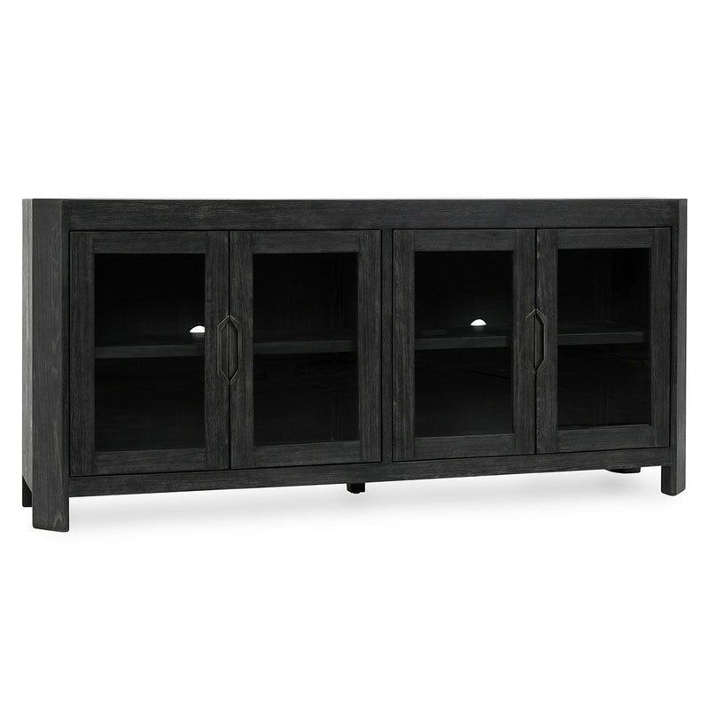 Macarthur - Reclaimed Oak 4 Door Cabinet - Aged Black - R&R Furniture Gallery (Fountain Valley, CA)