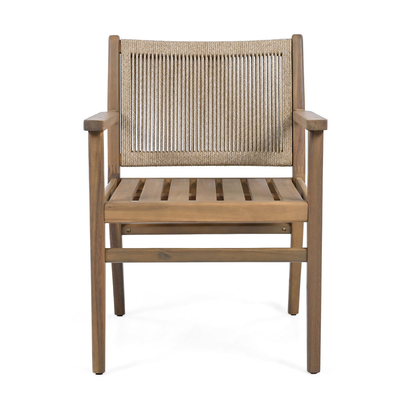 Outdoor Acacia Wood Patio Dining Armchair (Set of 2) - R&R Furniture Gallery (Fountain Valley, CA)