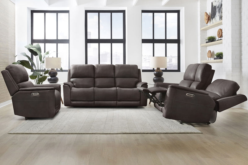 Parker Living Easton Zero Gravity Power Reclining 3-piece sofa set with cushioned seats and modern design in a living room setting.