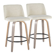 Toriano - Contemporary Fixed Height Counter Stool Swivel & Round Footrest (Set of 2) - R&R Furniture Gallery (Fountain Valley, CA)