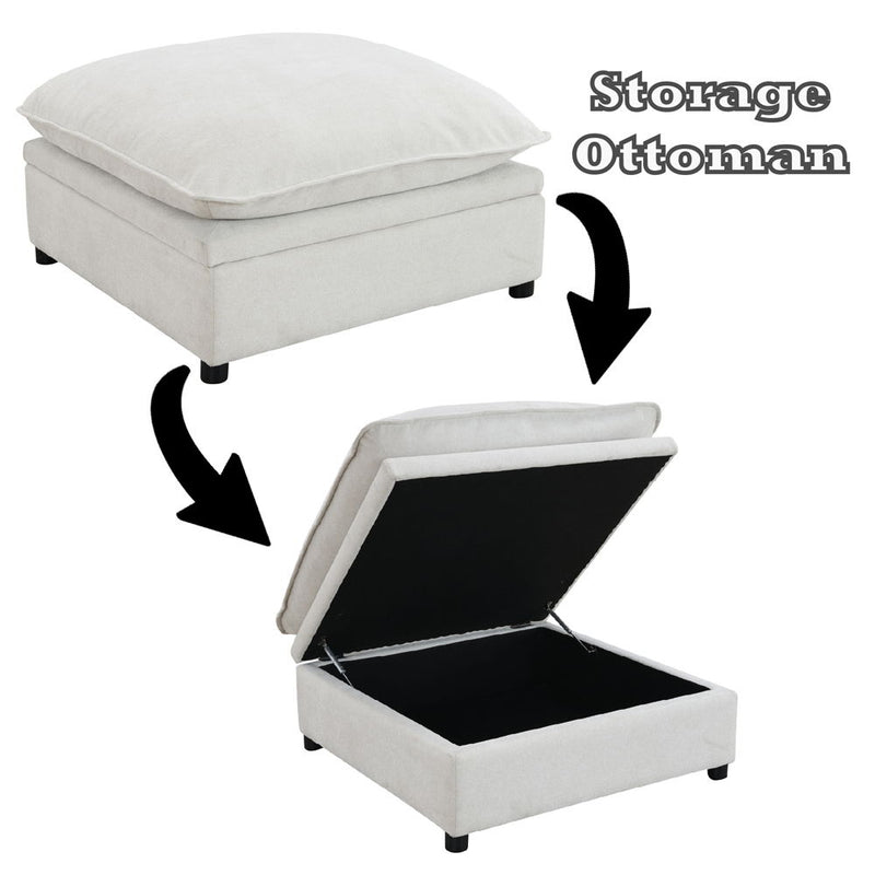 Marisa - Modular Ottoman With Storage - Beige Boucle - R&R Furniture Gallery (Fountain Valley, CA)
