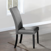 Caralin - Side Chair (Set of 2) - Gray Synthetic Leather & Black - R&R Furniture Gallery (Fountain Valley, CA)