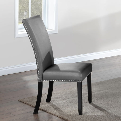 Caralin - Side Chair (Set of 2) - Gray Synthetic Leather & Black - R&R Furniture Gallery (Fountain Valley, CA)