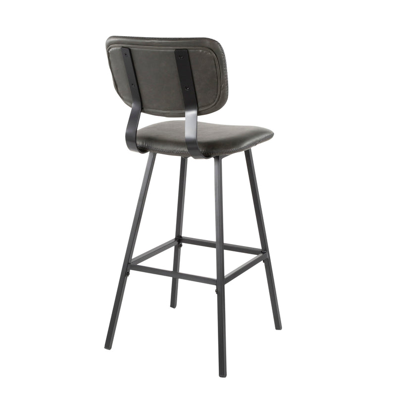 Foundry - Contemporary Barstool Zig Zag Stitching (Set of 2) - Gray