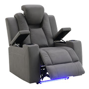 Leuco - Power Motion Recliner With Cup Holder, Control, LED & Power Headrest - Gray - R&R Furniture Gallery (Fountain Valley, CA)