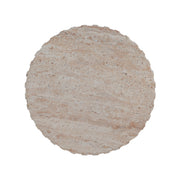 Elegant beige Noble House concrete side table with travertine top, suitable for outdoor and indoor use, lightweight and stylish.