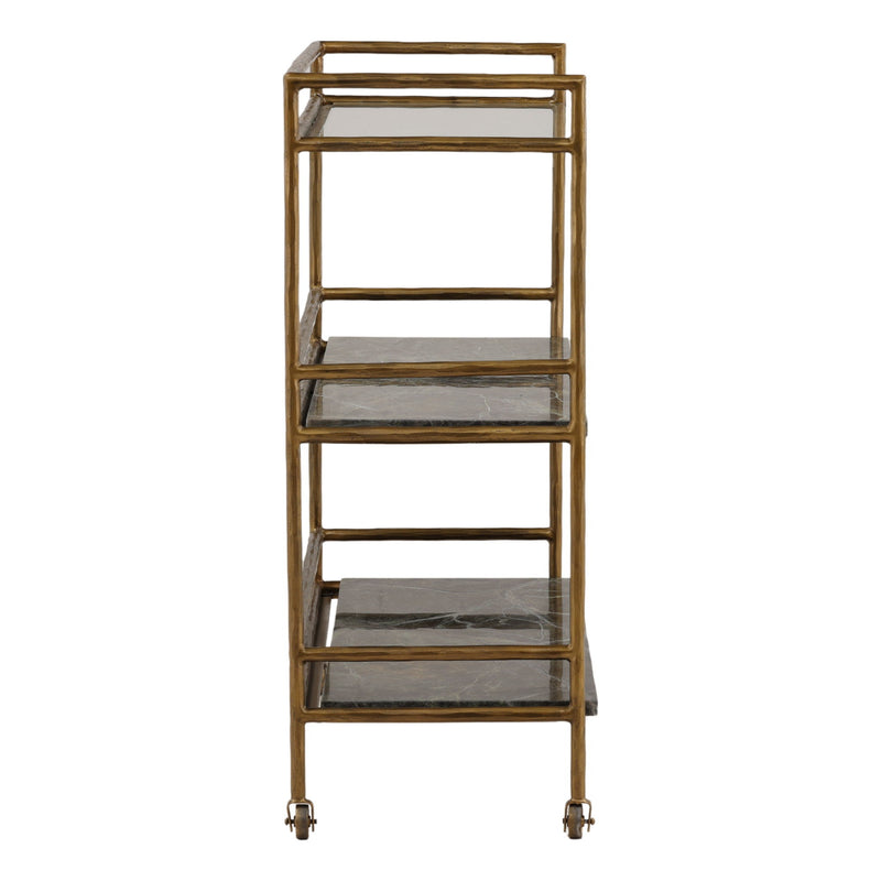 Loxley - Bar Cart - Brown And Green And Antique Brass