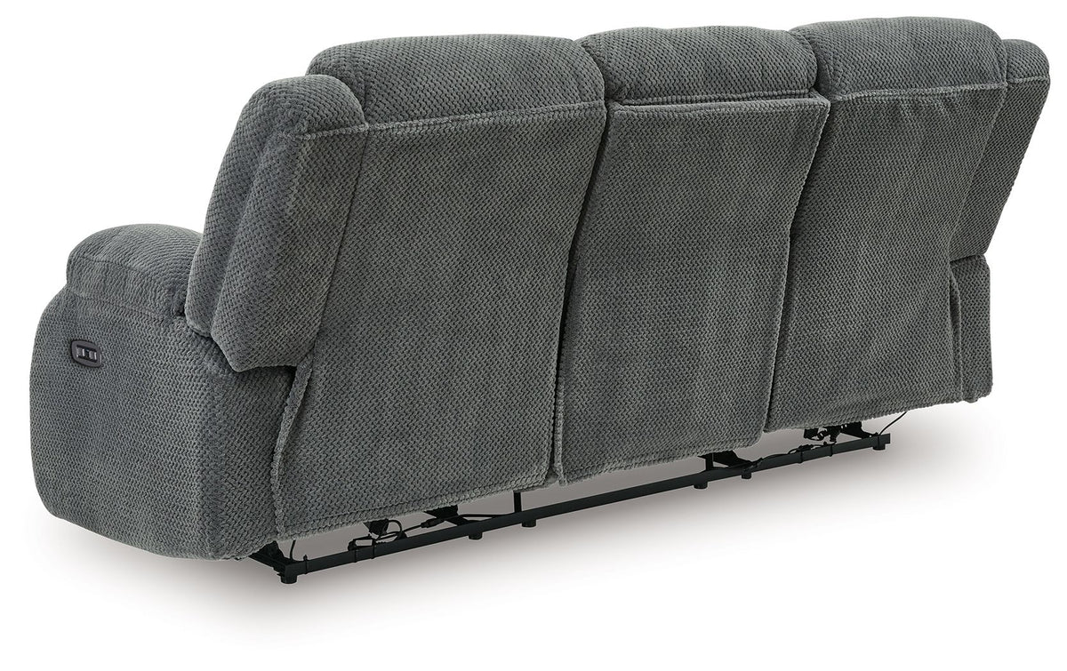 Observation - Reclining Power Sofa With Drop Down Table - Steel - R&R Furniture Gallery (Fountain Valley, CA)