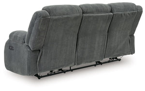 Observation - Reclining Power Sofa With Drop Down Table - Steel - R&R Furniture Gallery (Fountain Valley, CA)