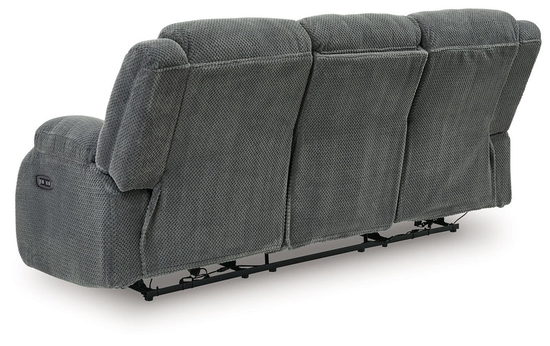 Observation - Reclining Power Sofa With Drop Down Table - Steel - R&R Furniture Gallery (Fountain Valley, CA)