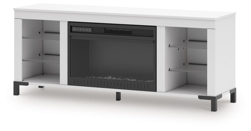 Brollevi - TV Stand With Fireplace - White - R&R Furniture Gallery (Fountain Valley, CA)