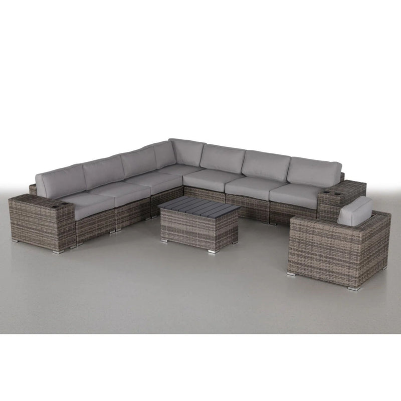 Modern Patio Rattan Sectional Set With Cushions - R&R Furniture Gallery (Fountain Valley, CA)