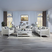 Katia - Loveseat With 2 Pillows - Light Gray Linen & Weathered White - R&R Furniture Gallery (Fountain Valley, CA)