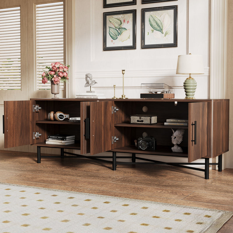 4 Door TV Cabinet, 2 Storage Spaces, Adjustable Shelves - R&R Furniture Gallery (Fountain Valley, CA)